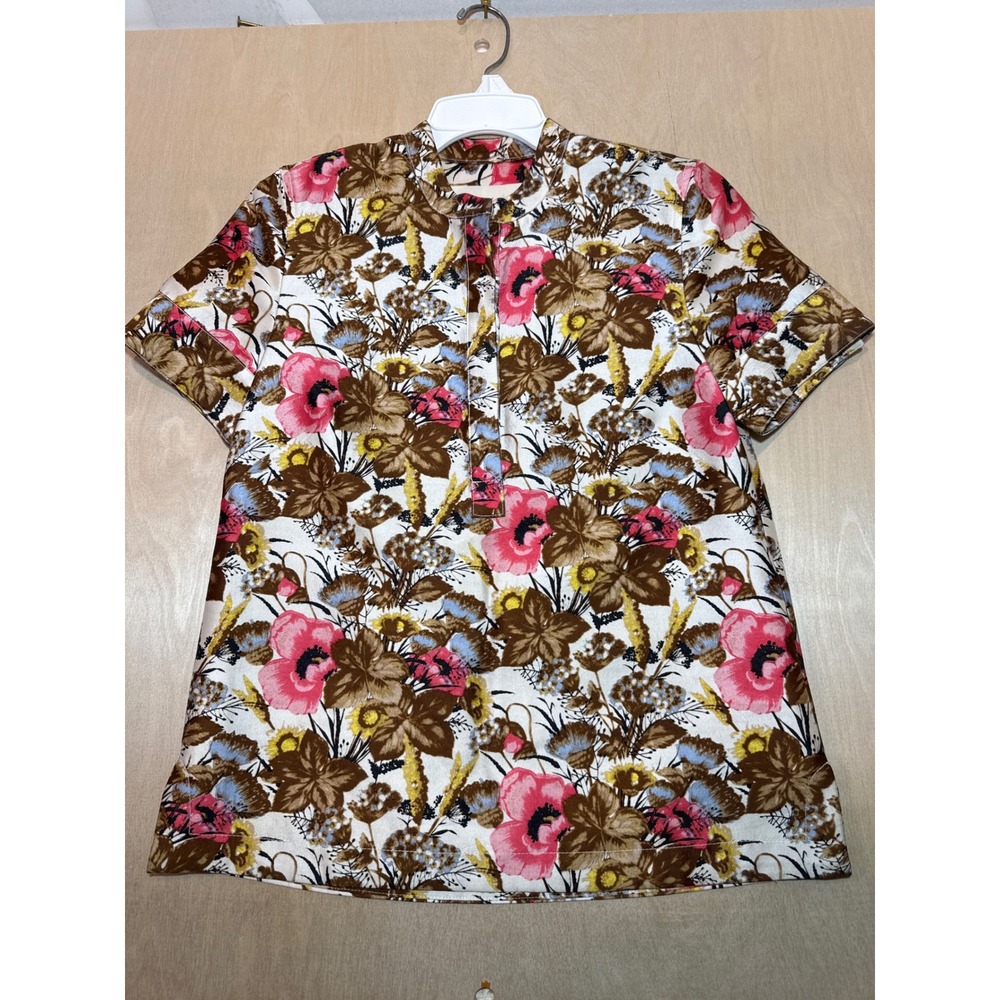 J.Crew Collection Antiqued Floral Top 00 Wool Silk Short Sleeve Fall 2013 03848